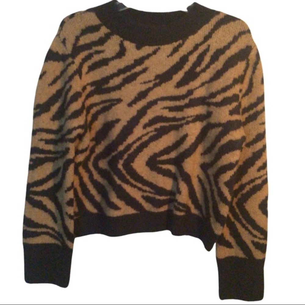 H & M BROWN ANIMAL PRINT SWEATER - Picture 3 of 5